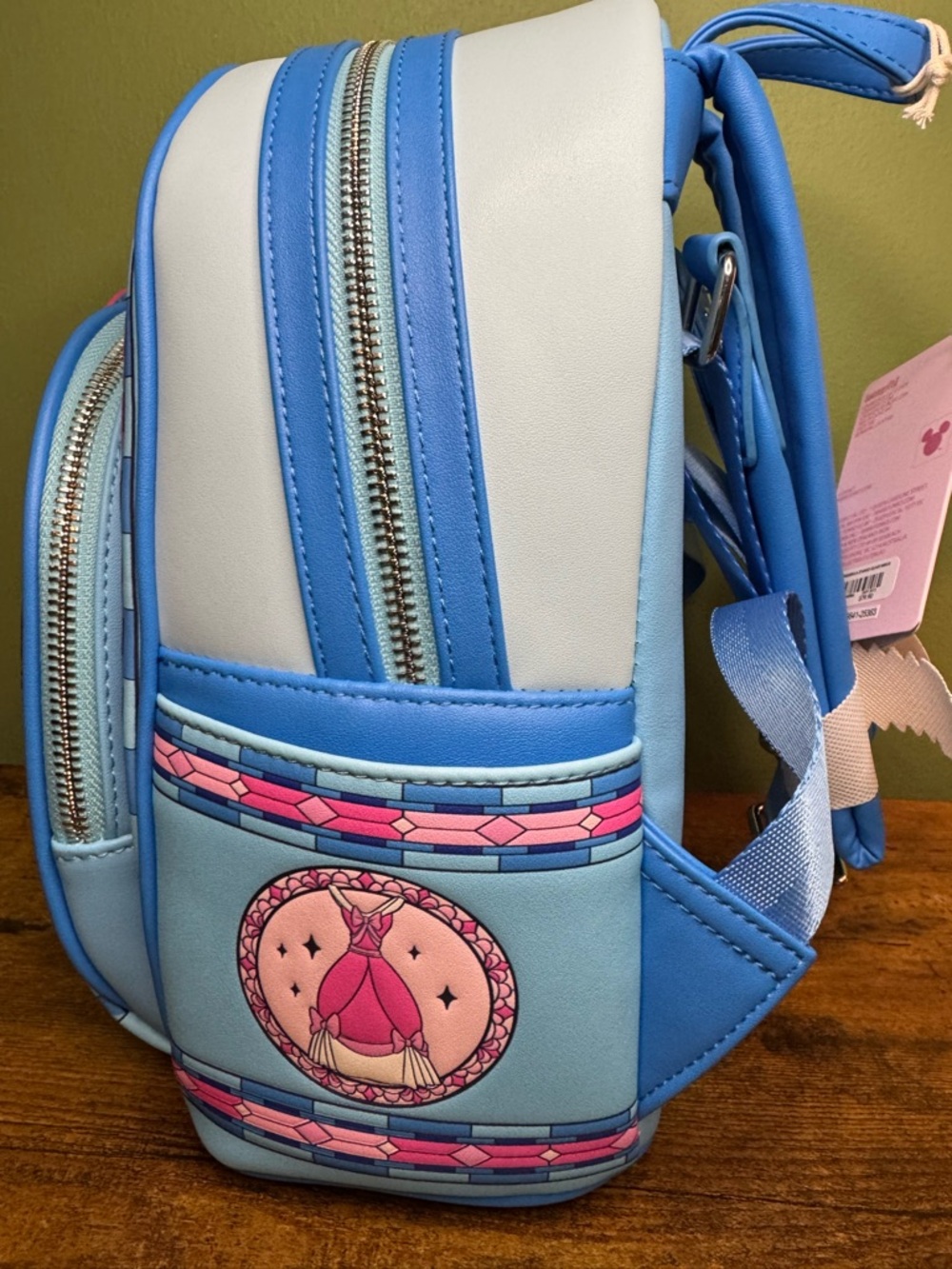Loungefly Disney Cinderella Stained Glass Blue Pink Backpack - Picture 4 of 6